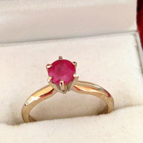 ♥️14K WHITE GOLD RUBY SOLITAIRE ENGAGEMENT RING - Picture 2 of 12